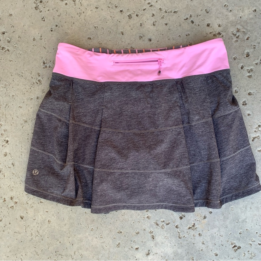 Lululemon Pace Rival Skirt/skort  size 6 Heather Grey and Pink four way stretch - Picture 10 of 14